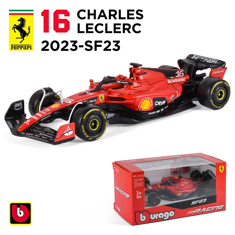 

Bburago 1:43 F1 Ferrari 2023 SF23 # 16 Lecler # 55 Sainz Jr. Alloy Car Die Casting Model Toy Collection First order equation