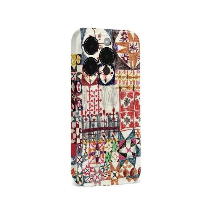 Colorful Hand-drawn Badge Phone Case for IPHONE 17 Air 16E 15 PROMAX 14 Plus 13 12 MINI 11 16Plus XR XS MAX Acrylic Phone Cover