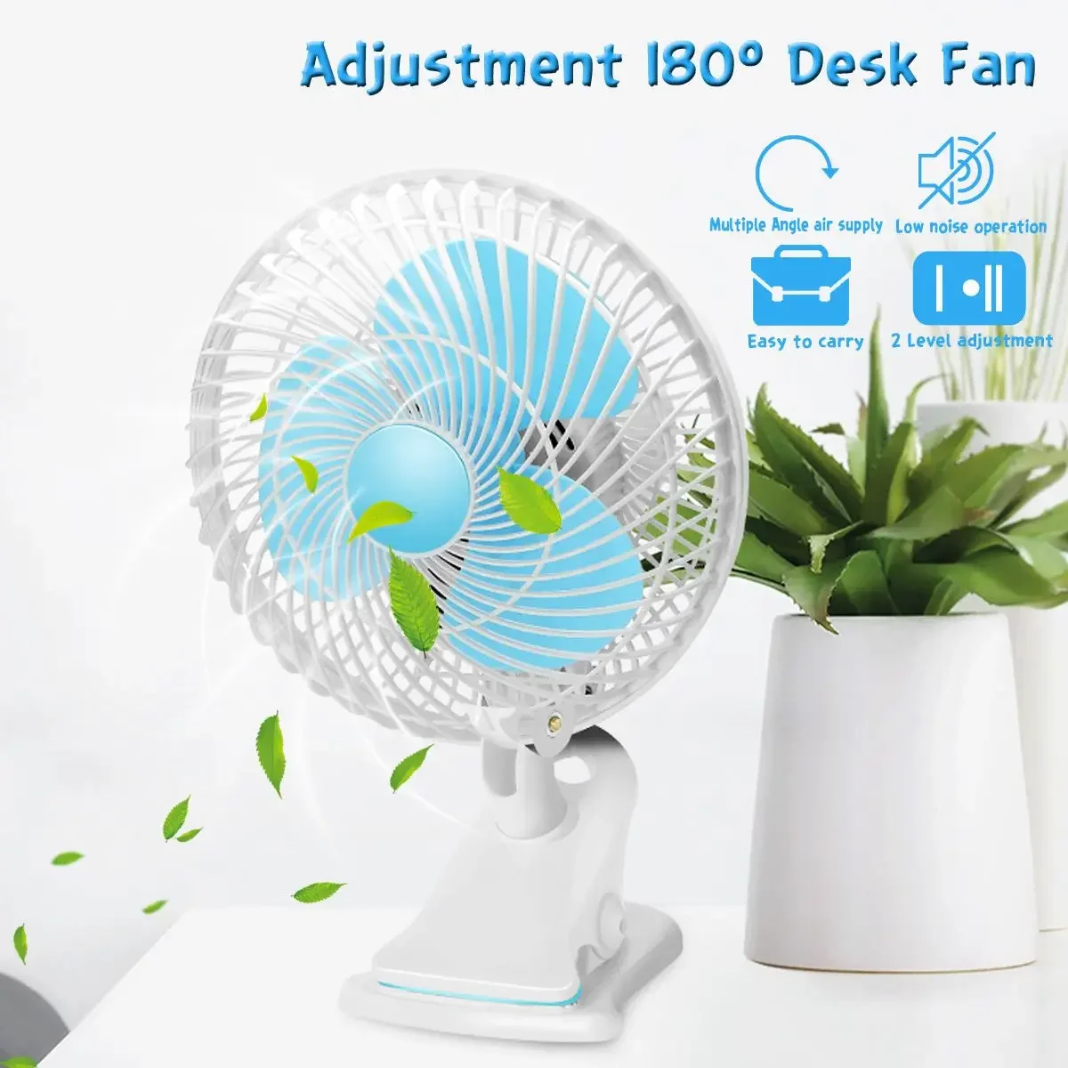 220V 180 Degree Adjustable Mini Desktop Fan High-Speed Air Desk and Clip On Fan With Fan Head Clamp For Dormitory Office