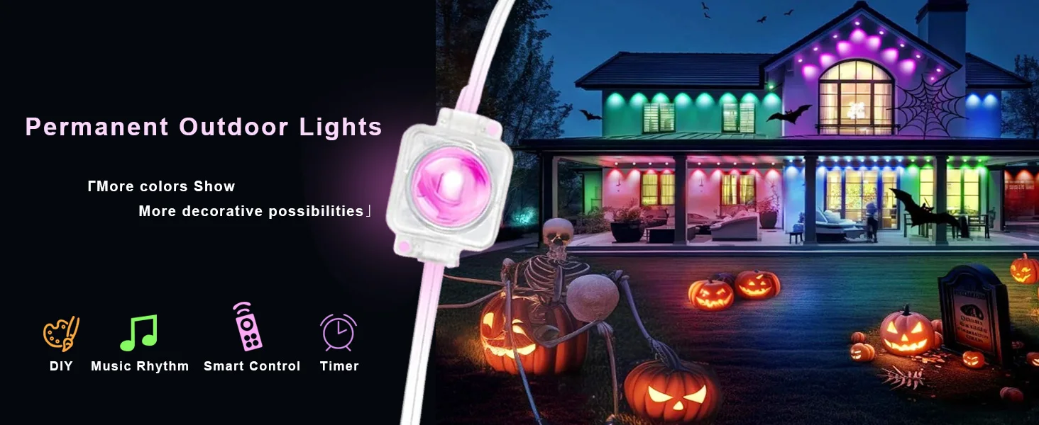 30M 60LED Permanent Traufe LED Lichter Im Freien Wasserdichte RGB Lichterketten DIY Szene Weihnachten Geburtstag Urlaub Party Beleuchtung – Detail 2