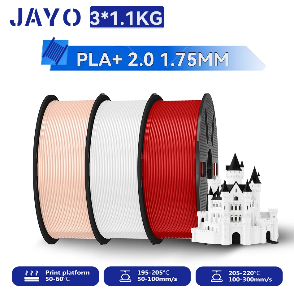 JAYO 3,3KG PLA PLUS 2.0 Filament Upgrade PLA plus 3D-Drucker-Filament Neatly PLA+2.0 3D-Druckmaterial für 99% der 3D-FDM-Drucker