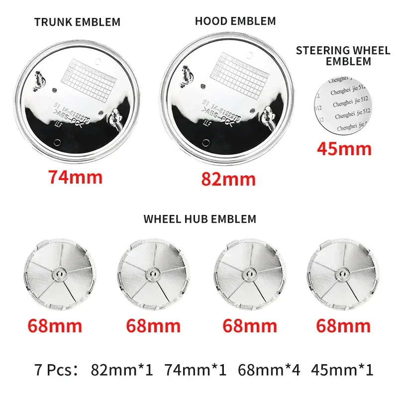 

7pcs 82mm 74mm 45mm Car Front Bonnet Hood Rear Tail Trunk 50th Anniversary Emblem Badge Logo for BMW E53 E64 E83 E90 E93 F10 F20