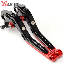 For DUCATI MONSTER 696 796 695 620 400 Motorcycle CNC Foldable Extendable Brakes Clutch Levers With LOGO