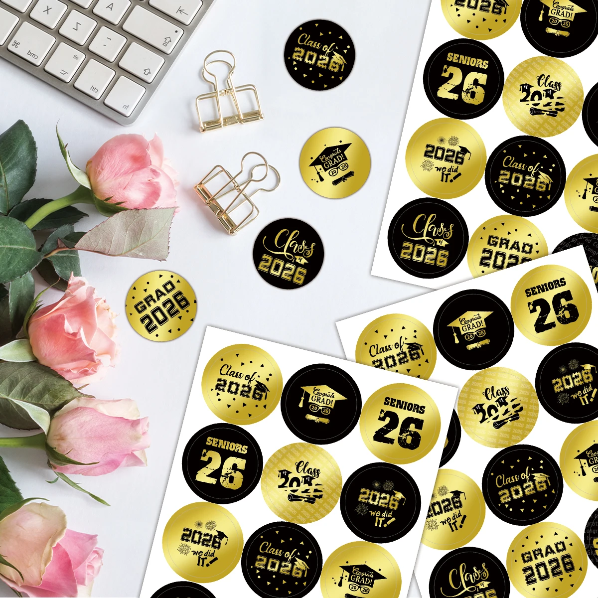 10sheets/120pcs 2026 Graduation Stickers,Labesl For Scrapbooking,Water Bottle,Laptops,Envelopes,Party Gift Wrapping Decor Decals
