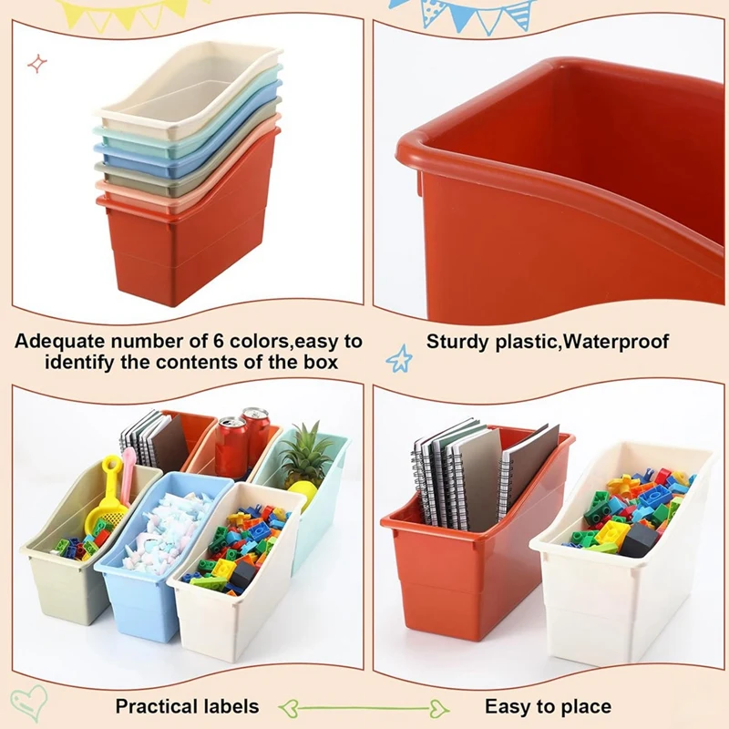 6Psc Book Box Connected Storage Box Book Storage Box For Book Folder Magazine File Rack Interlocking Office Classroom