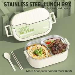 304 Stainless Steel Lunch Box for Students and Office Workers, Portable Large Capacity Lunch Box with Cutlery