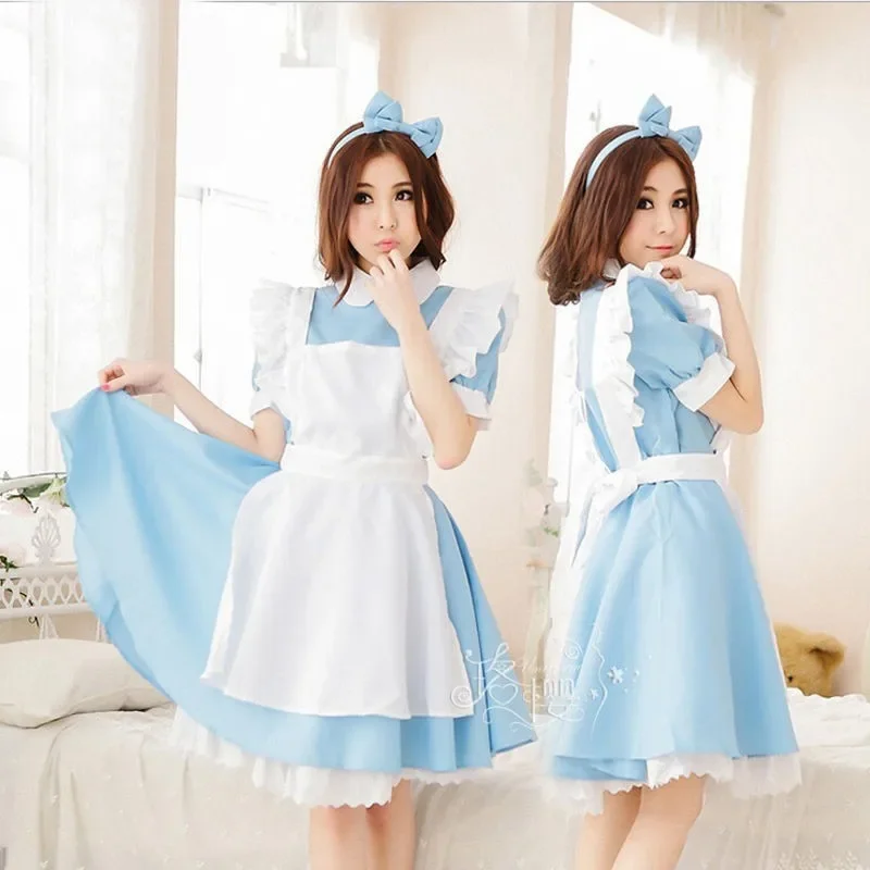 Disfraces de Cosplay para Mujer, Vestido Lolita, Delantal de Sirvienta, Falda de Fantasía para Carnaval, Ropa de Halloween, Fiesta de Disfraces, Alice, Talla Asiática