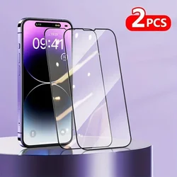 2Pcs Full Cover Protective Glass For IPhone 11 Pro Max 12 13 Mini 7 8 15 Plus Screen Protector For IPhone 14 Pro X XR XS Max