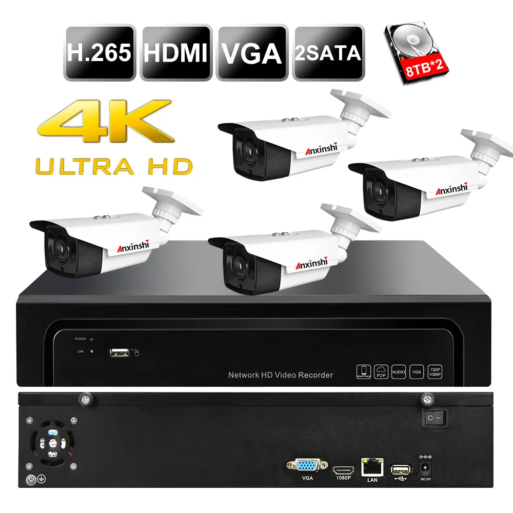 Anxinshi 8MP 5MP 4MP 2MP Ip Bullet System kamer CCTV