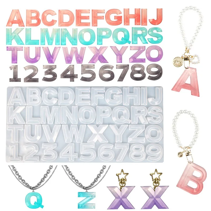 Numbers English Letters Earrings Silicone Molds DIY Handmade Jewelry Keychain Necklace Decorative Pendant Resin Mold Handicrafts