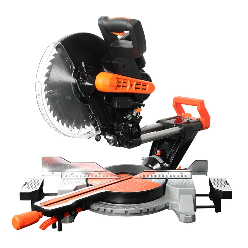 HASPOWER 12inch 305mm Sliding Wood Miter Saw Single Bevel With Laser LED Light Electric Power Tool Cutting Machine