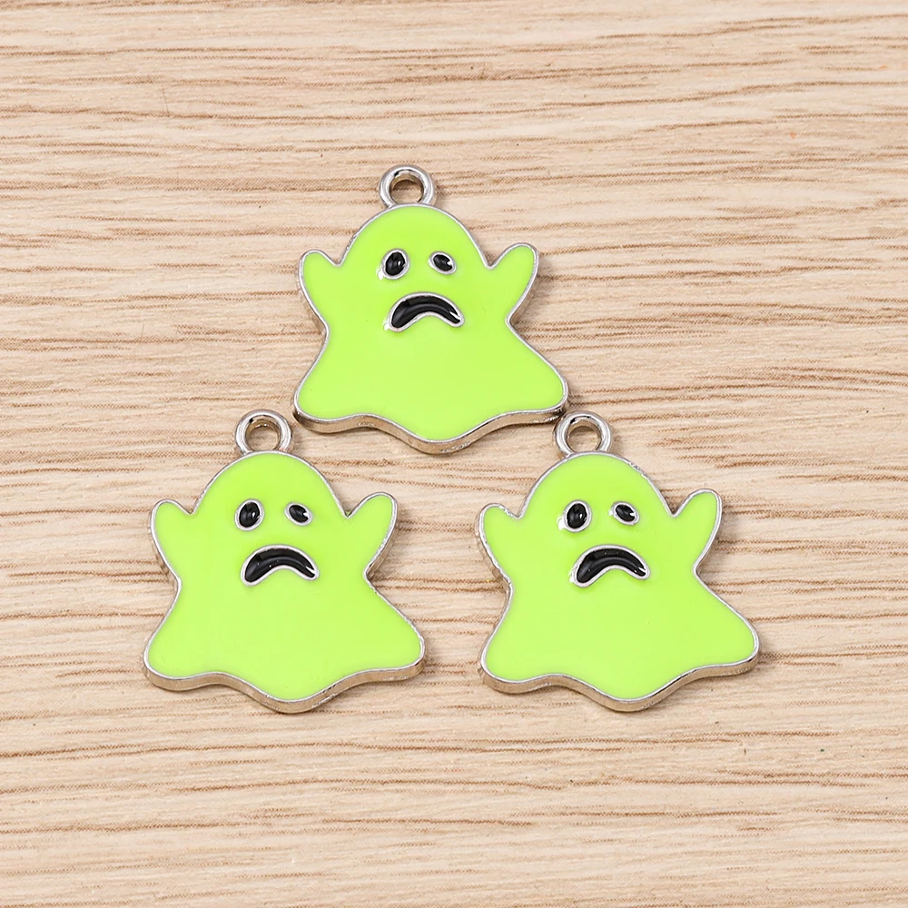 10 Stück 18 x 20 mm niedliche bunte Emaille-Halloween-Geister-Charms-Anhänger für Schmuckherstellung, Ohrringe, Halsketten, DIY-Bastelzubehör – Detail 5