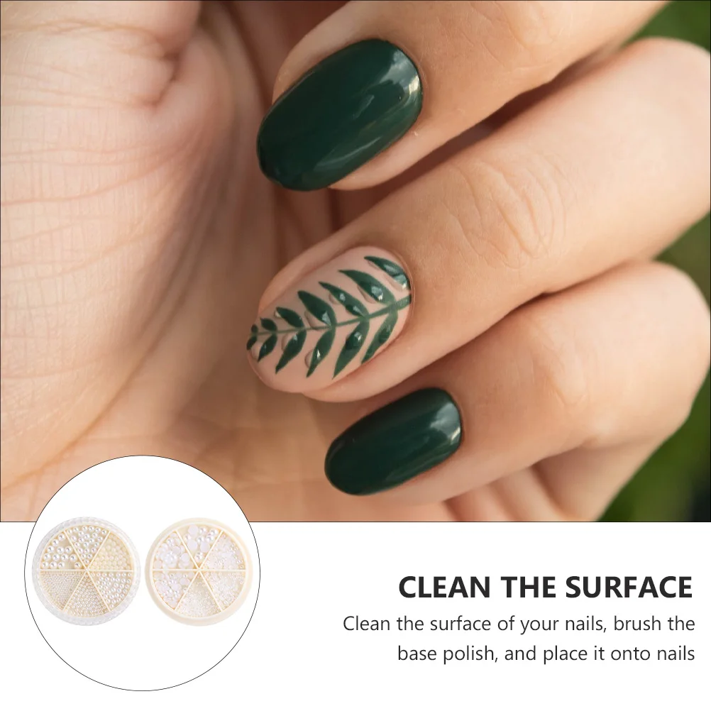 

2pcs 2 Boxes Semicircle Round Nail Art Beads Manicures Imitation Pearls Decorative Diy Accessories For Nail Design Phone Case