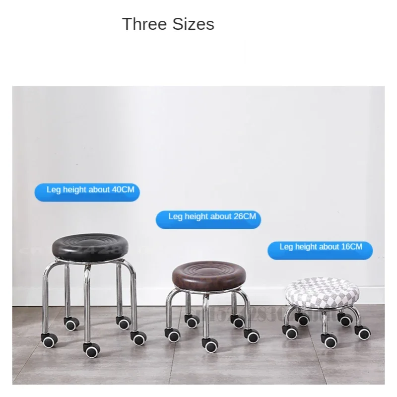 Taburete de polea de aleación de aluminio, taburete redondo bajo con ruedas, banco para el hogar, silla trasera creativa, asiento perezoso para el