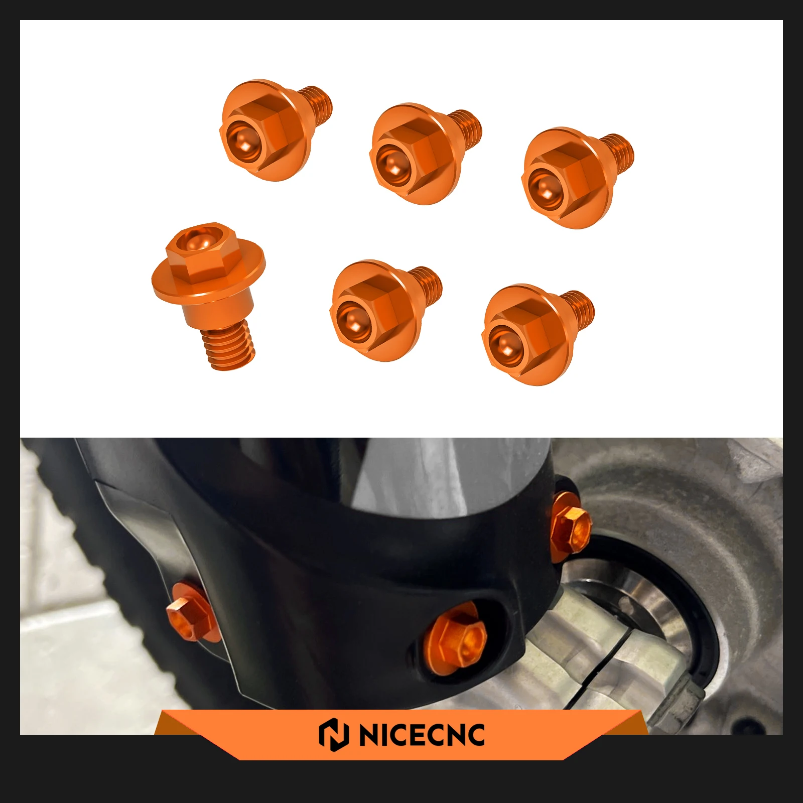 

NICECNC M6*12 Front Fork Guard Bolt Screw For KTM 690 Enduro R 2008-2022 EXC 300 EXCF 350 SXF 450 Husqvarna 701 Enduro 2016-2022