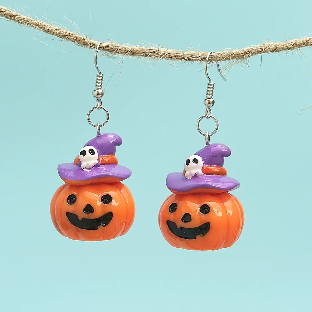 Jewelry Earring Halloween Pumpkin Skull Earrings Cartoon Creative Funny Resin Festival Earrings