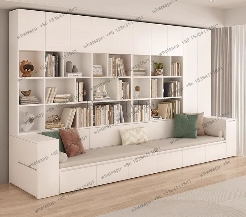 Multifunctional household desk with card seat, locker, sofa, bookcase integrated with wall