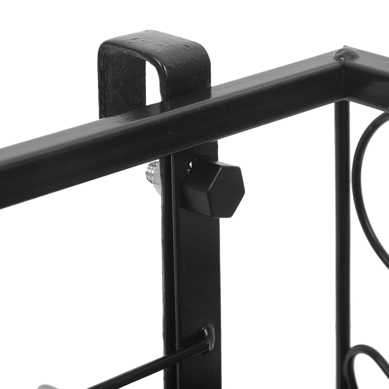 1Pcs Balcony Guardrail Flower Stand Black Iron Hanging Plant Basket Sturdy Fence Mount for Home Patio Flower Stand view 6