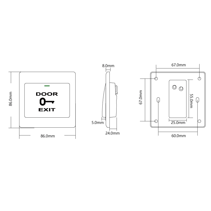 Przycisk wyjścia drzwi DC12V Push Release do NO/COM plastikowy Panel przełącznika wyjścia biały do elektroniczny zamek do drzwi systemu kontroli dostępu