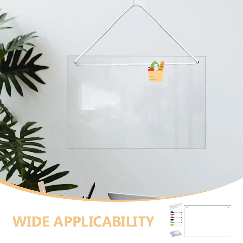 1 Set Clear Acrylic Dry Erase Board 12X16 Inch Transparent Whiteboard For Wall Kitchen Office Menu Planner Includes Markers Hook