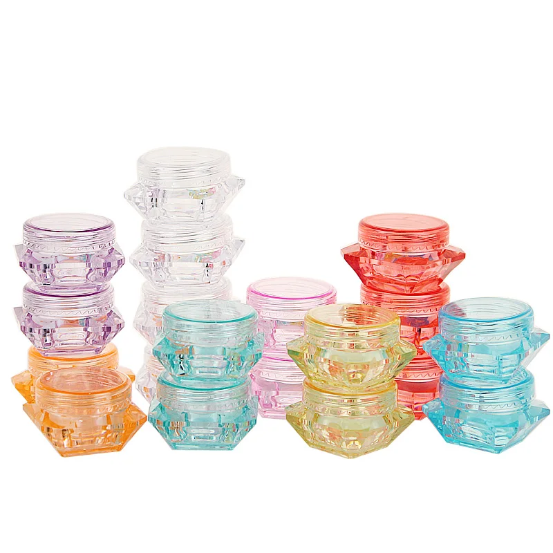 

60pcs 5ML Diamond Shape Cosmetic Jar Empty Container Pot Plastic Cosmetic Pot Jars with Lids Makeup Jars Bottles Travel Bottle