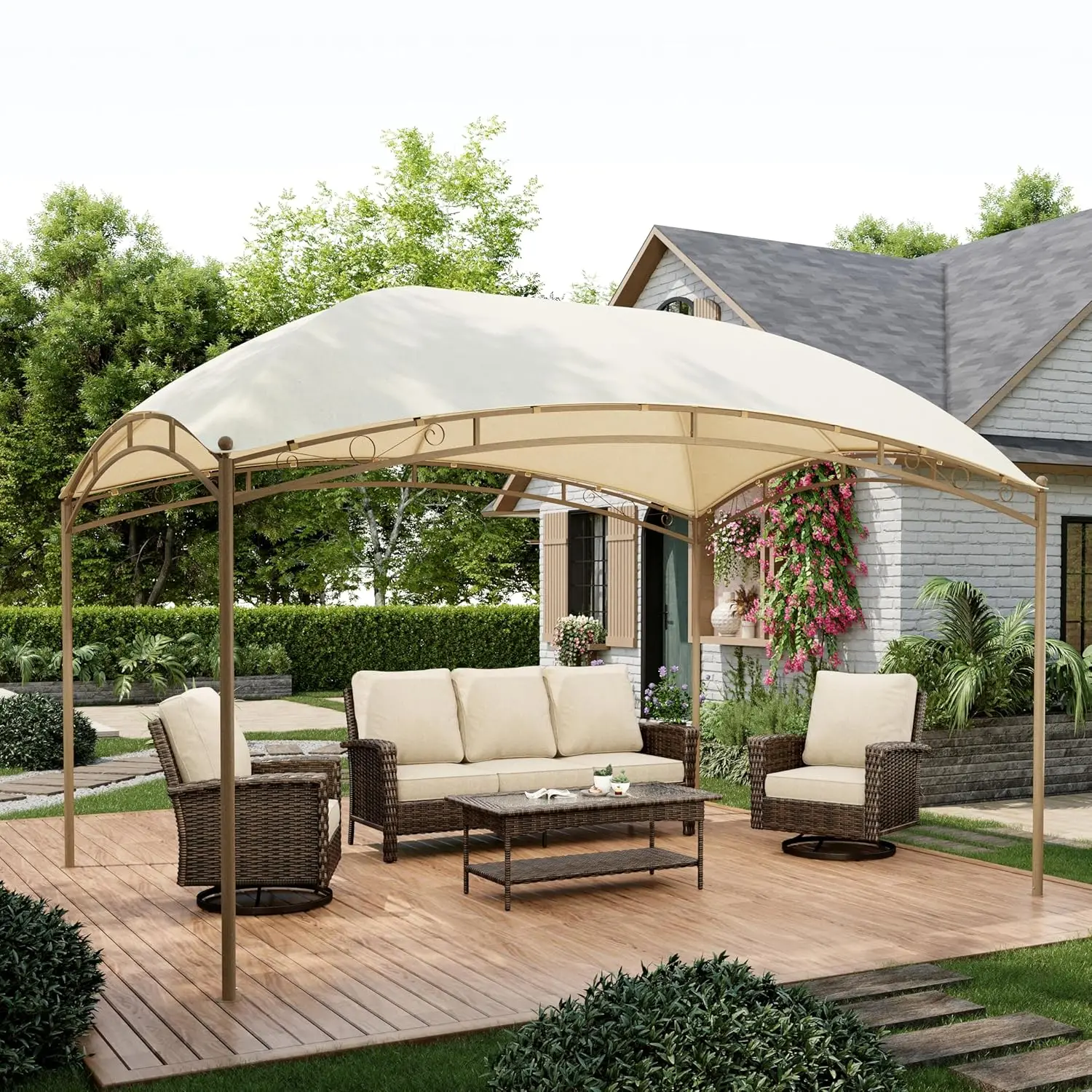 

Уличная беседка 10x13, прочная металлическая пергола для патио, водонепроницаемый навес-пергола для патио, павильон-беседка для гриля, на заказ