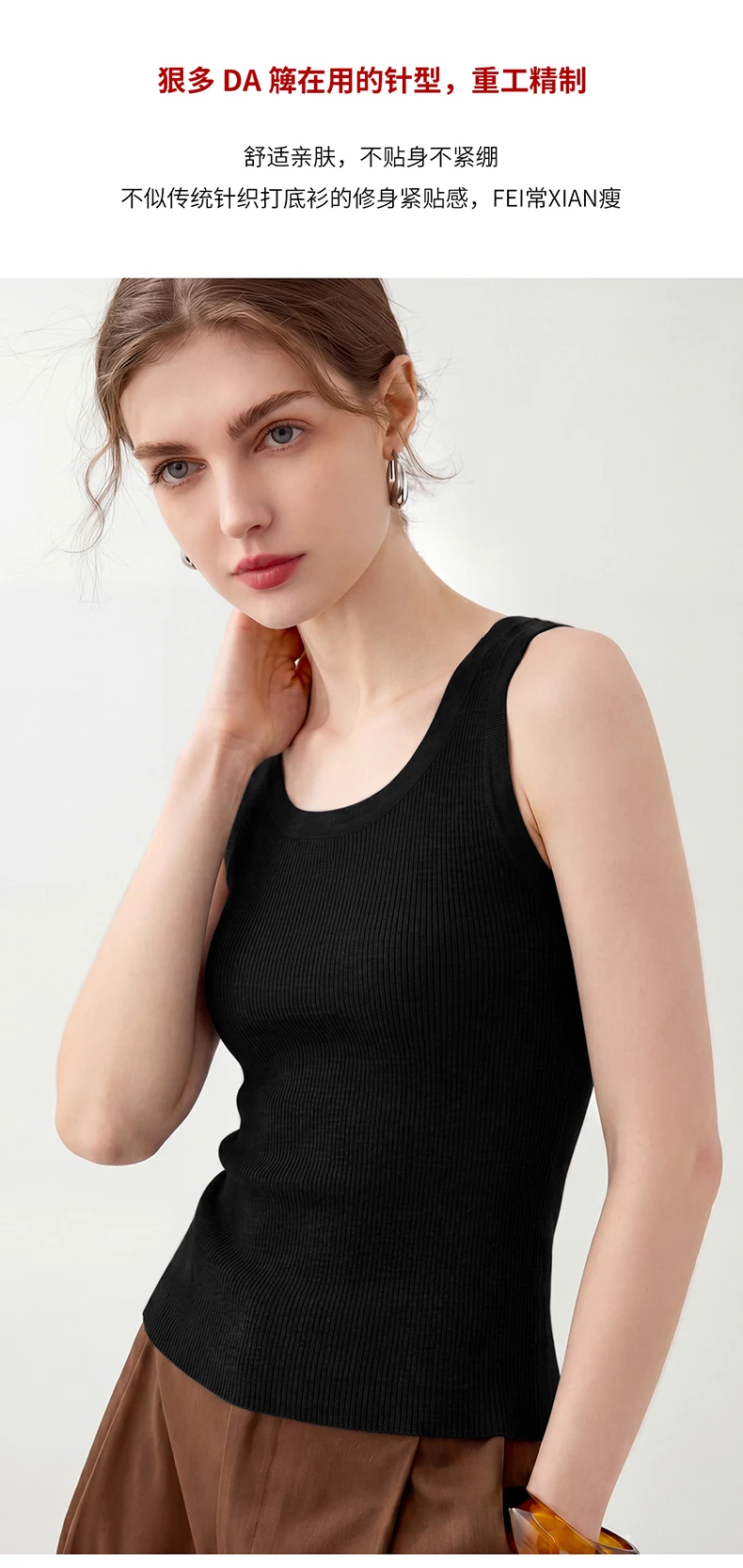 WinvyNee Women Pure Worsted Wool Camisole Solid Striped Round Neck Soft Cool Elegant Autumn Winter Knit Sling Vest ZC1817010
