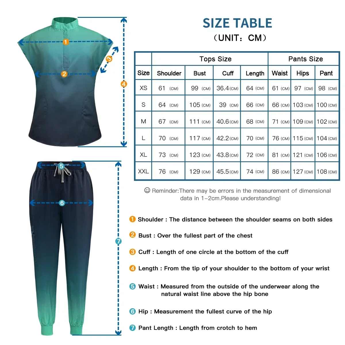 New Fashion Gradient Hand Washing Suit Scrubs Sets Women Short Sleeve Pediatric Surgical Uniforms Hospital Nurse Doctor Workwear