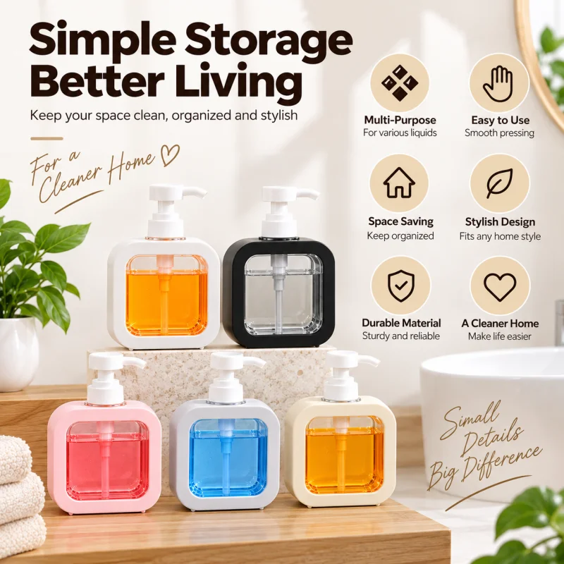 3-Pack Bathroom Sink Soap Dispenser, Available in Multiple Colors, Creative Lotion Dispenser, Suitable for Both Kitchen and Bathroom, Storage Container for Hand Soap, Shower Gel, and Soap Liquid