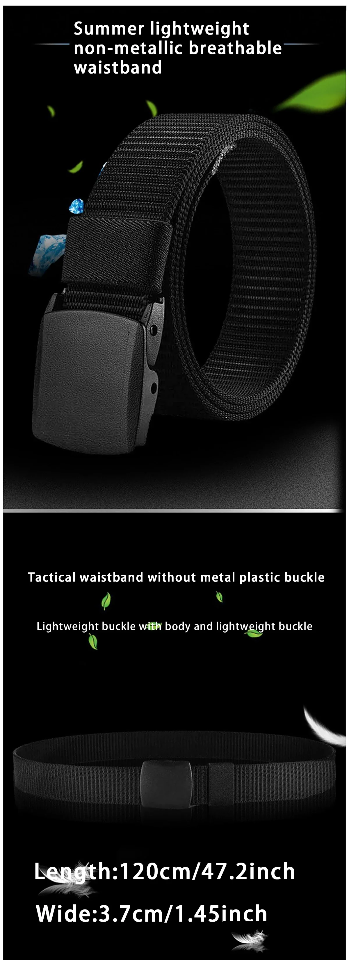 Nylongürtel mit automatischer Schnalle, Outdoor-Sport, multifunktionale taktische Canvas-Gürtel, leichter, bequemer, nichtmetallischer Gürtel für Männer und Frauen – Detail 1