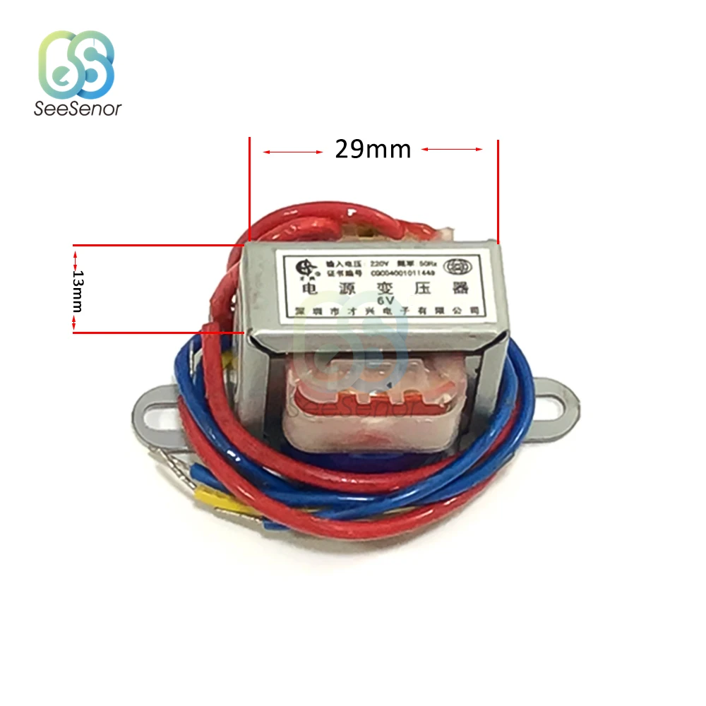 AC 220 a AC 6V 9V 12V Tensione di uscita 1W EI Nucleo in rame 50Hz ~ 60Hz Trasformatore di alimentazione in rame a 2 linee a tensione singola