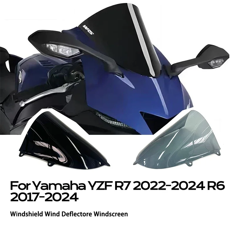 Double Bubble Spoiler Windshield Wind Deflectore Windscreen Spoiler Motorcycle For Yamaha YZF R7 2022-2024 R6 2017-2024