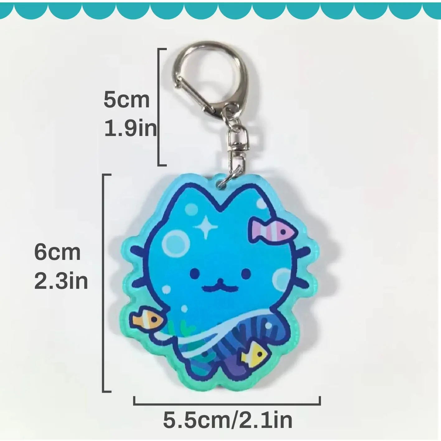 Kawaii Rainbow Cat Keychain，Cute animal，Cute Cat，Cartoon， 2D Acrylic Keychain，Gift for Birthday Christmas Party Favor，Bag charm