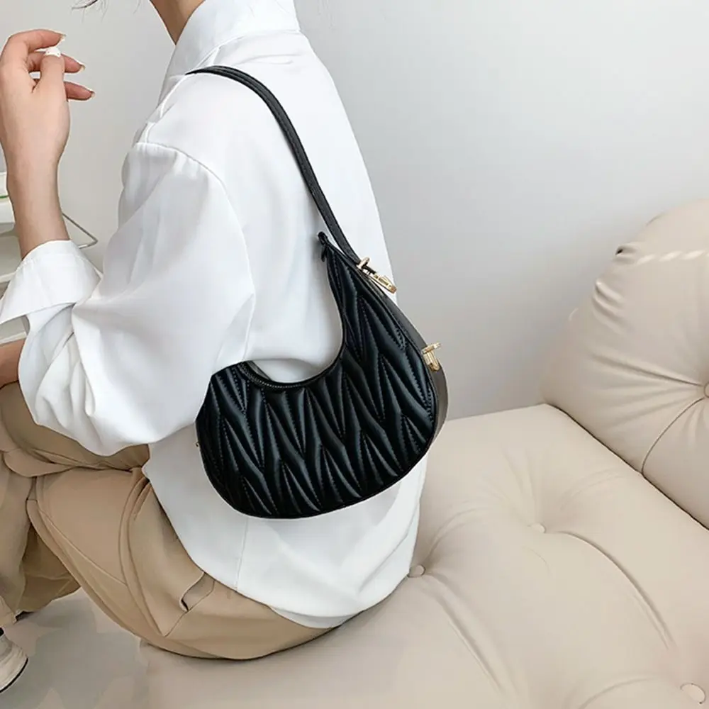 Fashion Women Casual Shoulder Bags Solid Color PU Leather Tote Bags Female Handbags Underarm Pouch