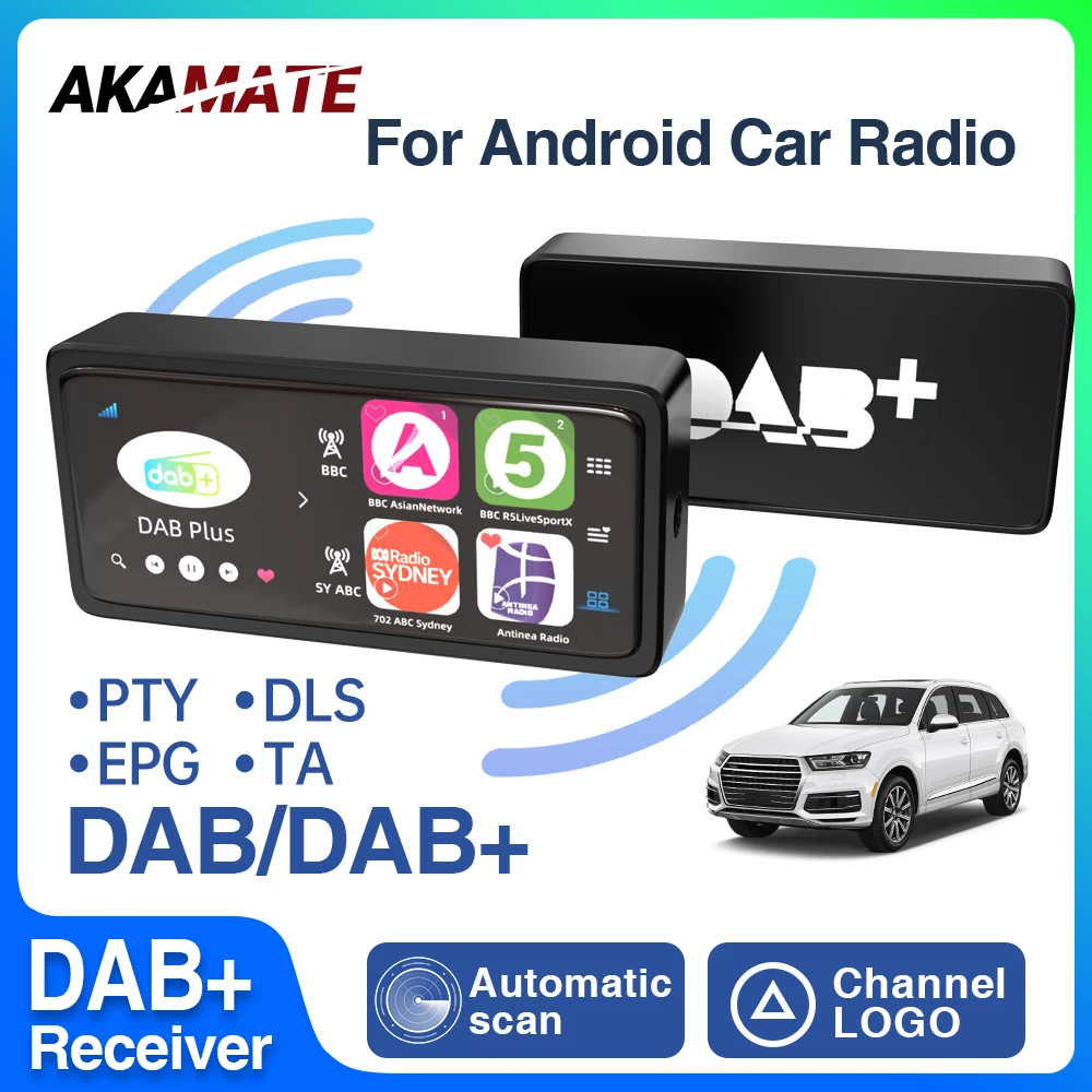 Newest DAB+ Receiver Antenna for Android Car Radio Stereo Player with USB Adapter Automatic Scan Support Channel List LOGO DAB+