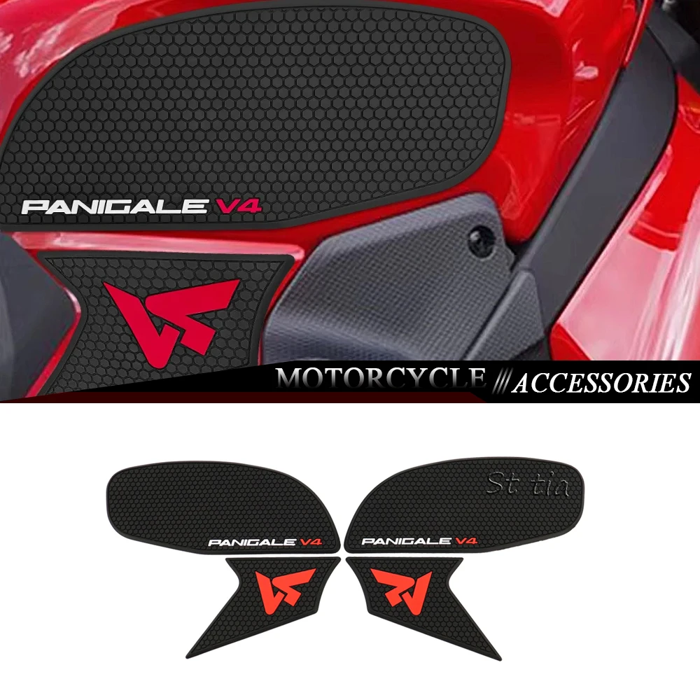 

Panigale V4 V4S 2025 NEW Motorcycle Fuel Tank Pad Stickers Fit For Ducati Panigale V4 V4S 2025 Non-slip Side Fuel Tank Pad