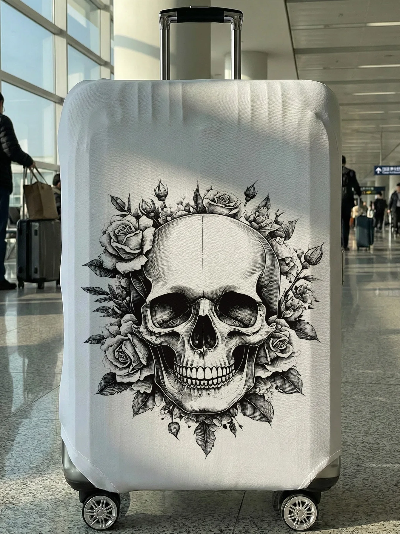 

Чехол для багажа с принтом в стиле татуировок с черепами и розами, подходит для чемоданов 18-32 дюймов, чехол для ручки чемодана, дорожный аксессуар.