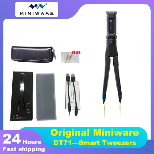 MINIWARE 휴대용 디지털 스마트 핀셋 DT71 LCR SMD 테스터 10KHz 미터 신호 발생기 디버깅 수리 도구 OLED 디스플레이