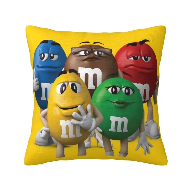 Fashion M&M\'s Chocolate Candy Meme Cushion Covers 40x40cm Soft Pillow for Car Square Pillowcase Living Room Decoration