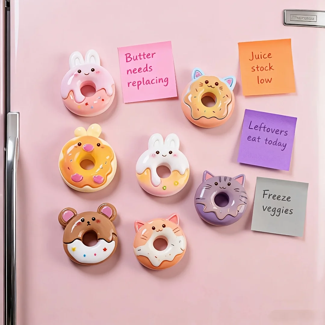 10pcs Small Animal Donut Cookie Kitten Resin Fridge Magnets, Christmas Decorations, Black Friday Cyber Monday Gifts