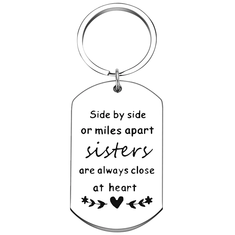 Cute Sister Birthday Gifts Keychain Side by Side Sisters Christmas Gift Key Chain Pendant Jewelry Sister in Law Gifts