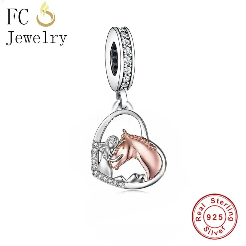 FC Jewelry Fit Original Pan Charms Bracelet 925 Silver Girl Embrace Horse Best Friends Bead For Making Women Berloque 2022