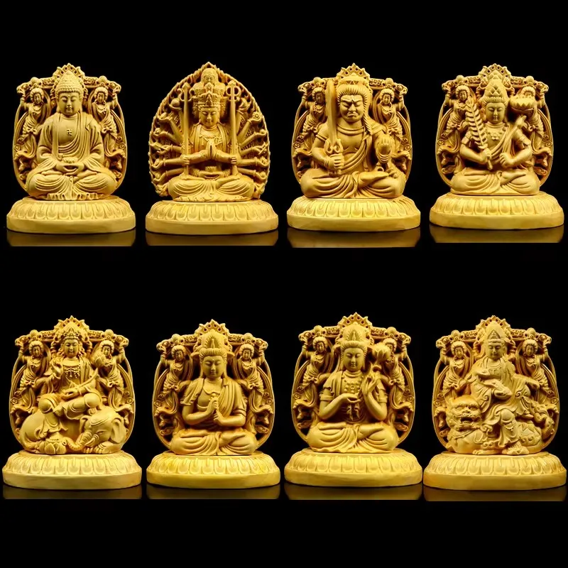Personal Birth Year Guardian Buddha: Double-Faced Guanyin - Meticulous Boxwood Carving for Zodiac Luck, Wearable/Handheld Talism