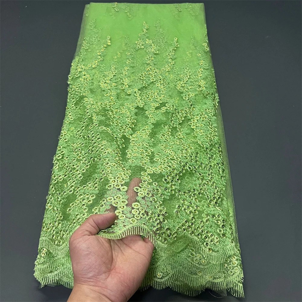 

2025 африканская нигерийская высококачественная кружевная ткань с вышивкой из тюля для свадебных платьев, элегантный материал для свадебного платья, 5 ярдов