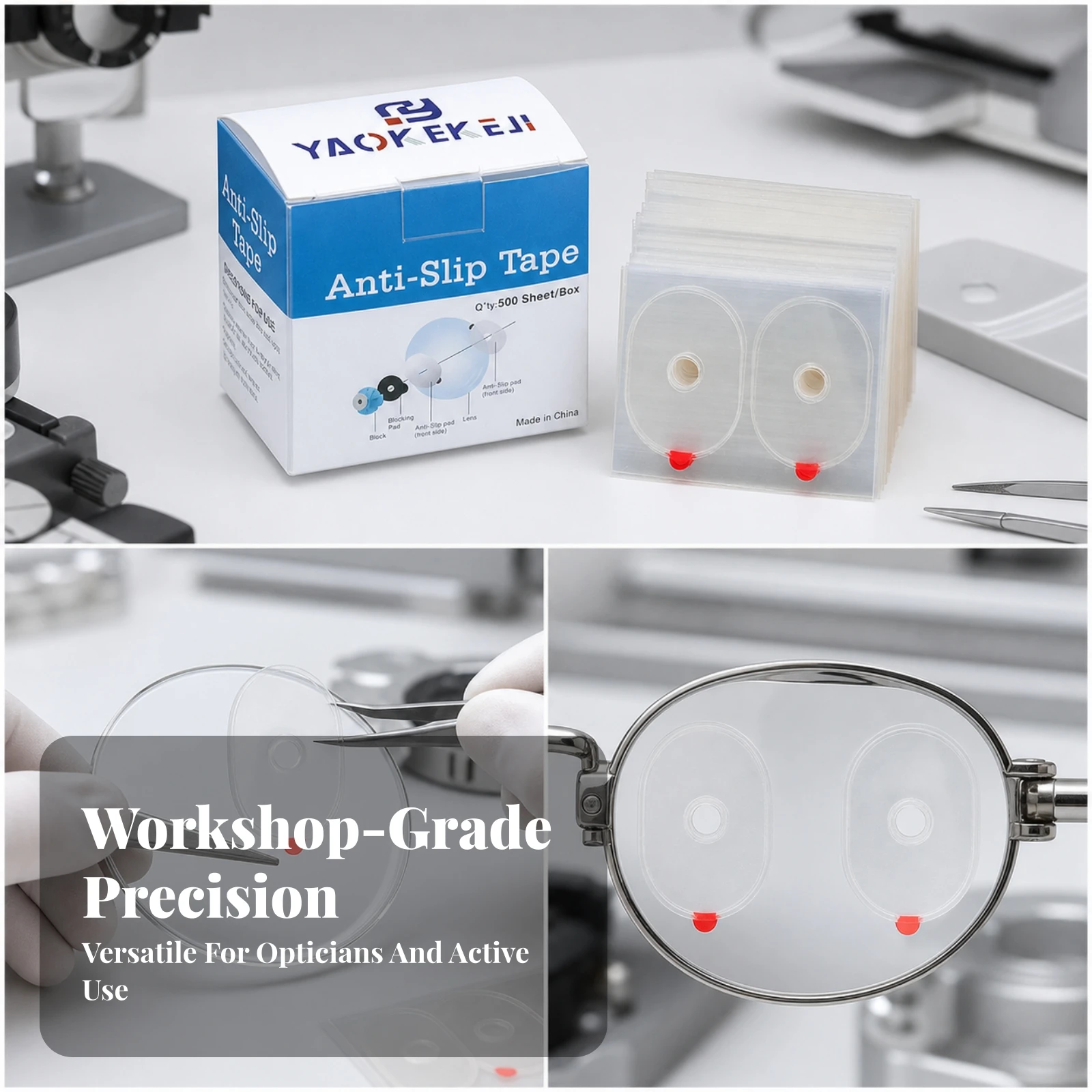 500 Pieces Oval Lens Pad with Pull Tab Transparent Adhesive Lens Pad with Center Hole Low-Height for Workshop Technicians