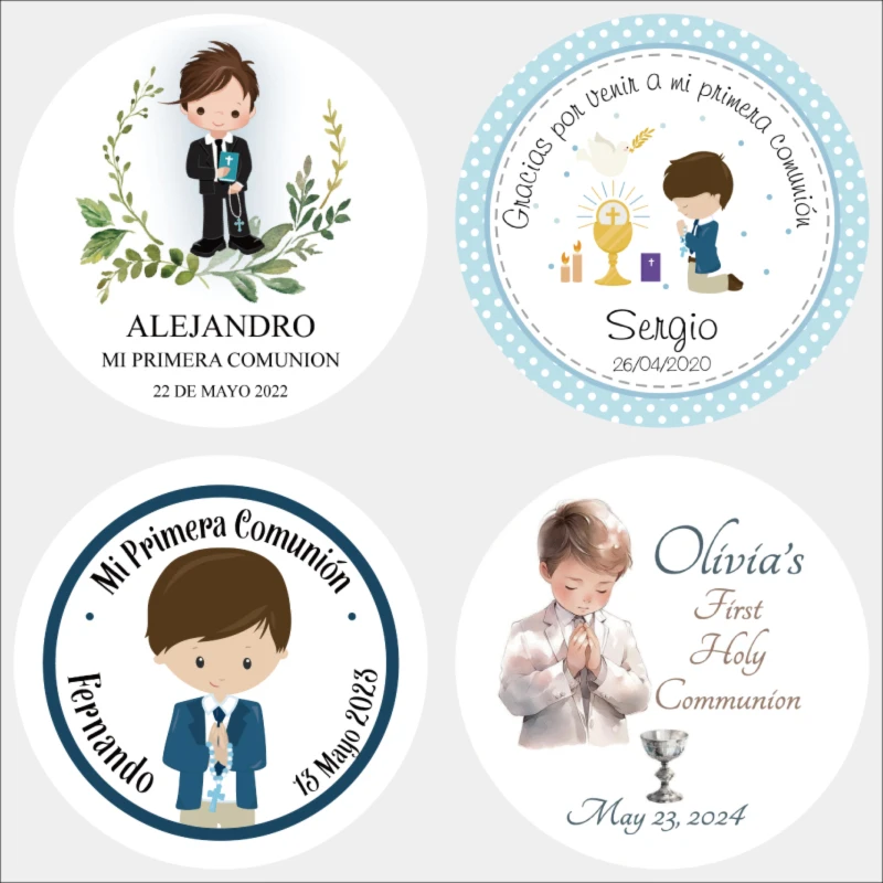 Pegatinas de Primera Comunión, Etiquetas de Mi Primera Comunión, Bautismo, Bautizo, Pegatinas Personalizadas, Sellos de Invitación