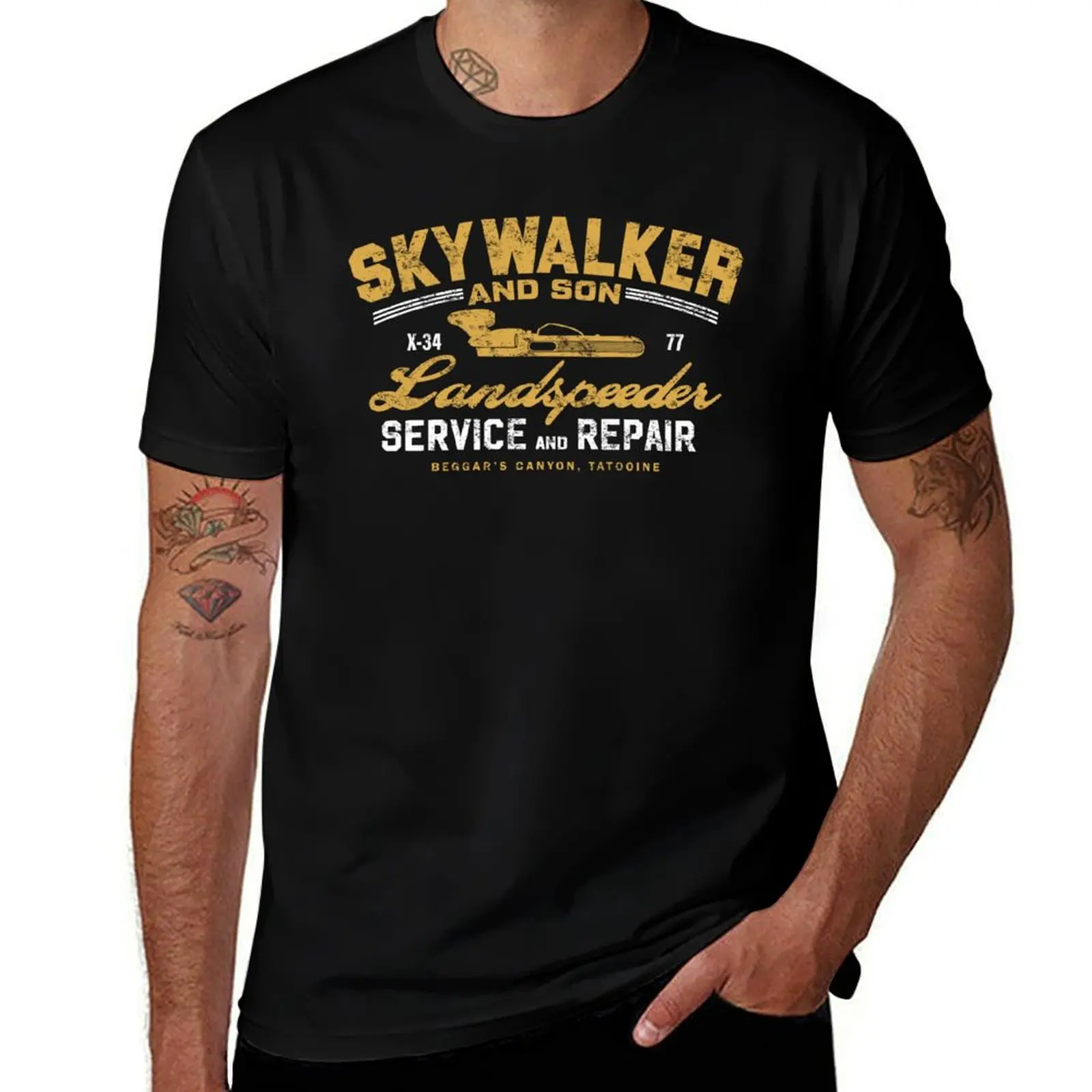 Skywalker And Son - Landspeeder Repair Alternate T-Shirt vintage graphic tee blue archive quick drying vintage t shirt men