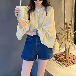 French Gentle Snow Spun Shirt for Women in Early Spring Niche Design High-end Lantern Sleeves Sun Protection Top