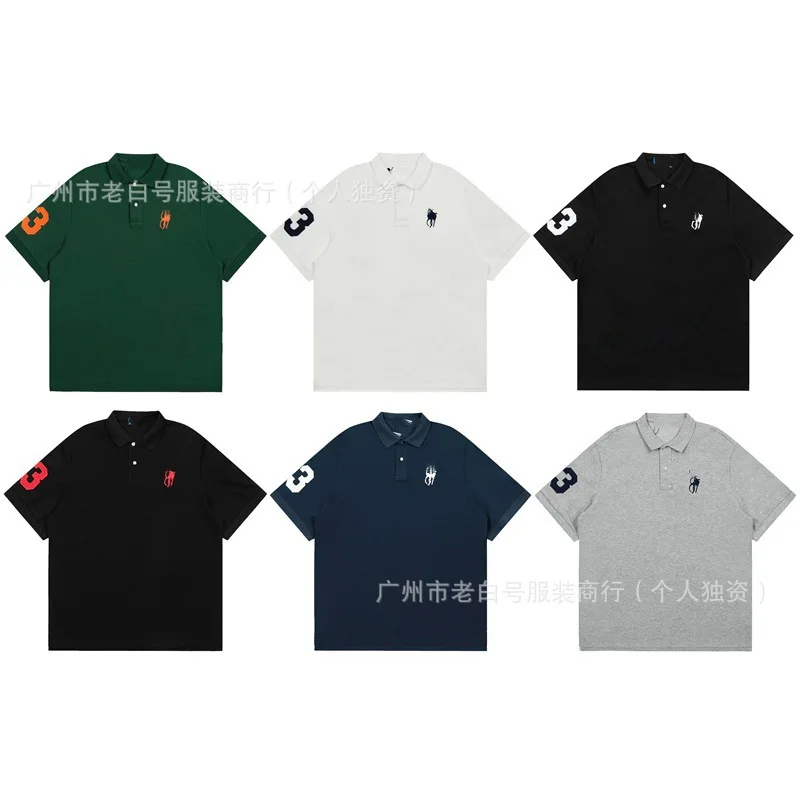 Camiseta de manga corta tipo Polo Unisex holgada informal bordada con dragón Raffaello a la moda transfronterizo, ropa de verano