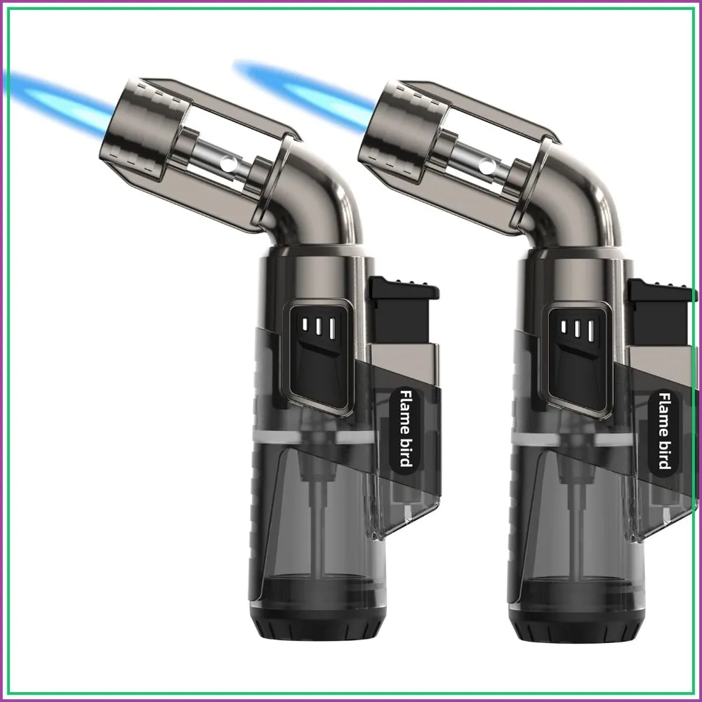 

Refillable Adjustable Mini Torch Lighter - Jet Flame for Candles, Grill, Camping, Fireworks (2 Pack, Not Prefilled)